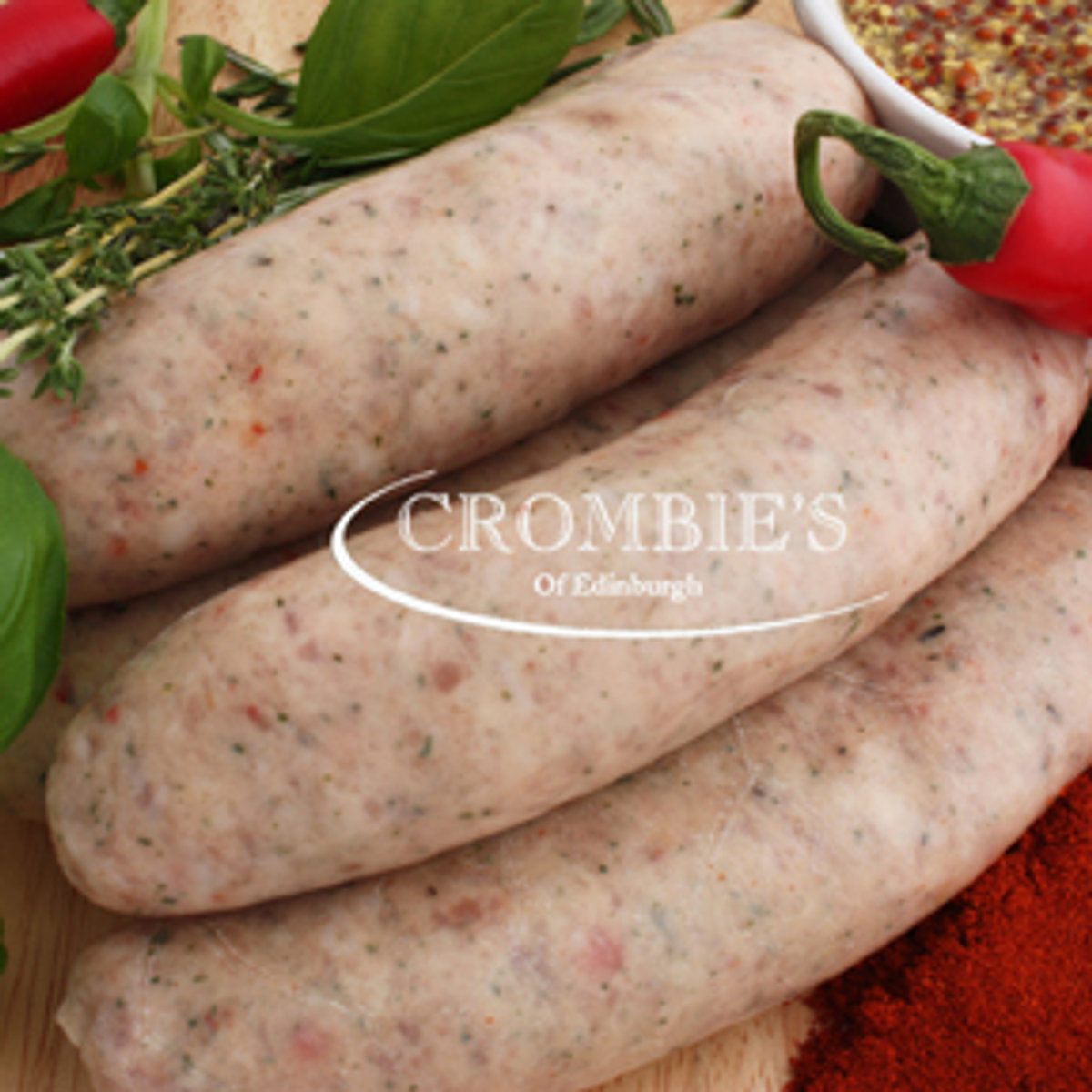 Fresh pork sausages with red chilli