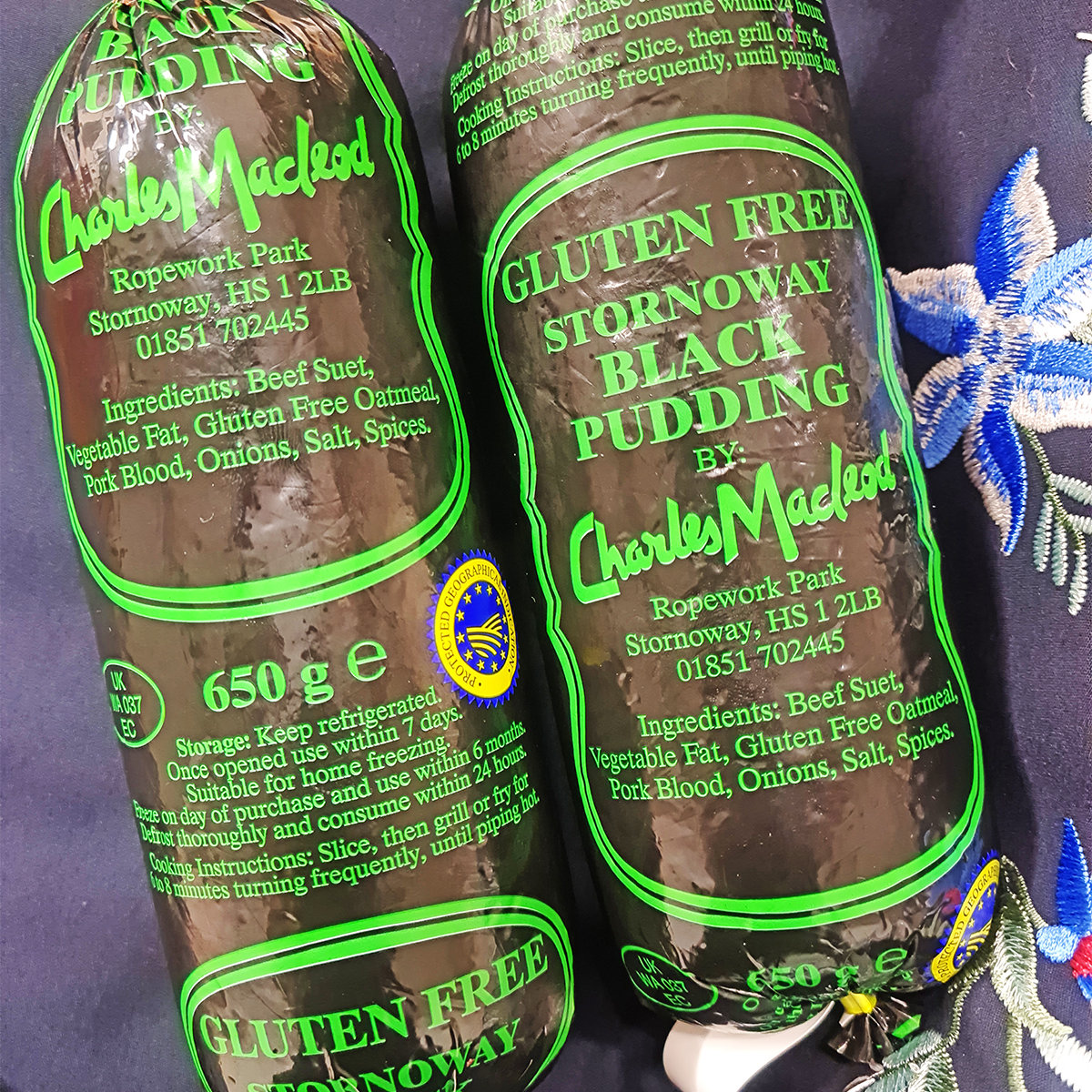 Gluten-free Stornoway black pudding by Charles Macleod, stocked at the counter
