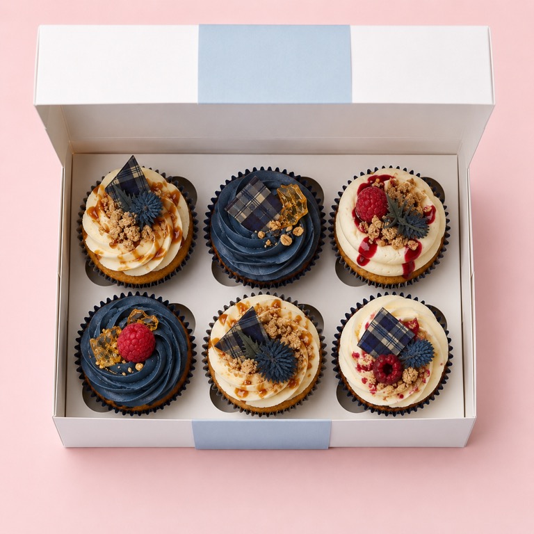 Box of six Mimi's sticky toffee cupcakes